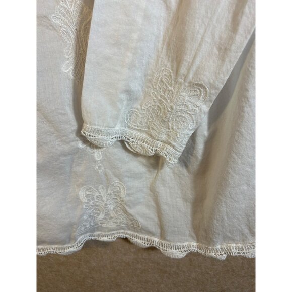 Lauren Ralph Lauren Women's M Top White Lace Sheer Cottage Core Long Sleeve - Picture 6 of 12
